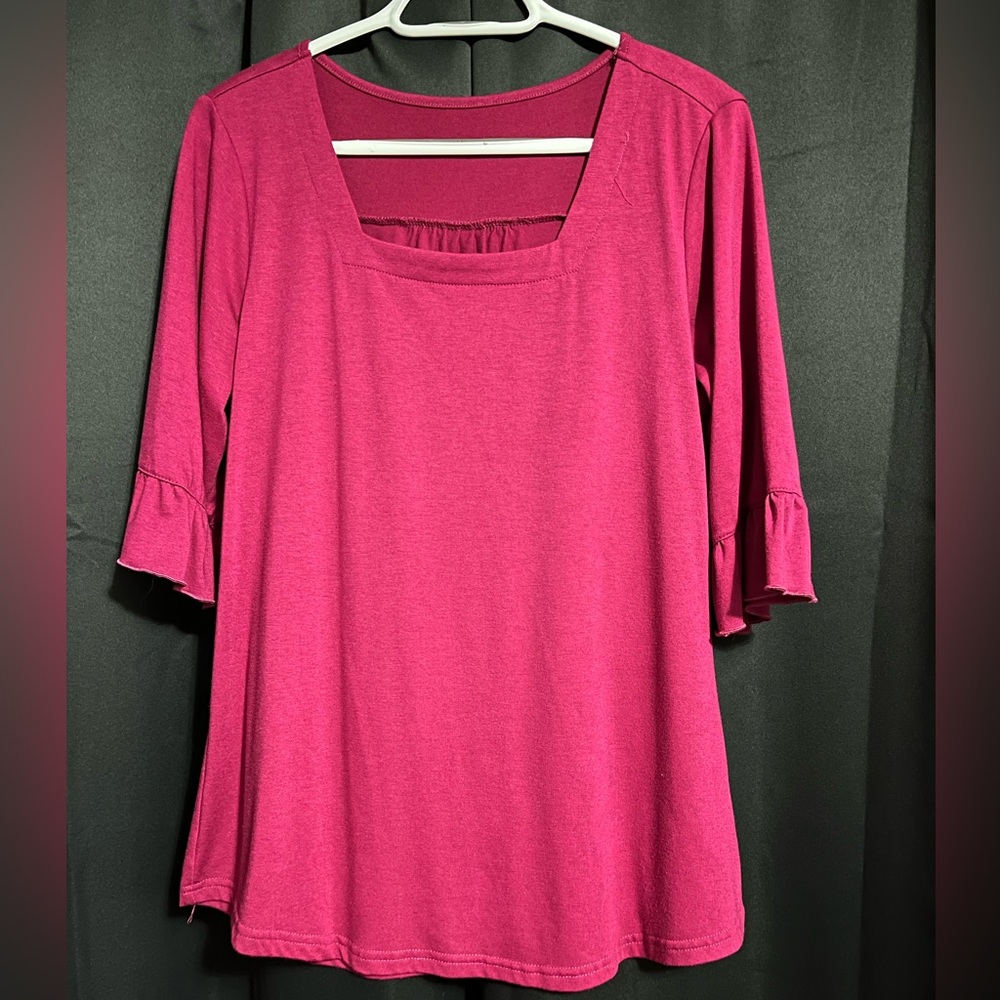 3/4 sleeve, fuchsia, size large.
